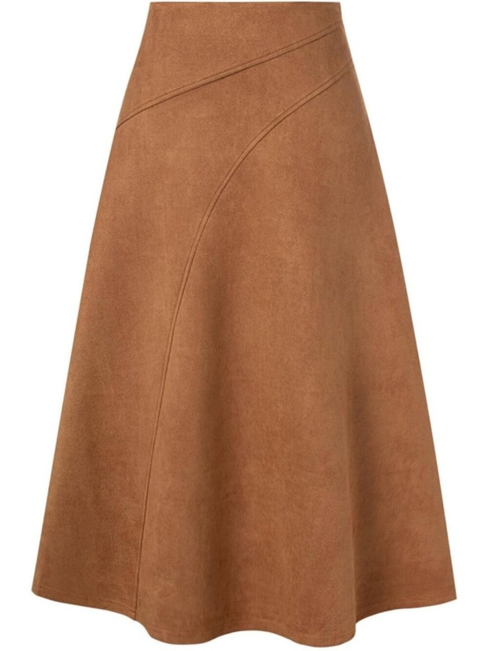 High Waist A-Line Midi Skirt for Women - Suede Fall Winter Fashion Essential